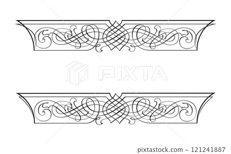 Classic carved architectural pillars line art 121241887