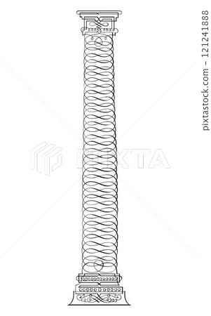 Classic carved architectural pillars line art 121241888