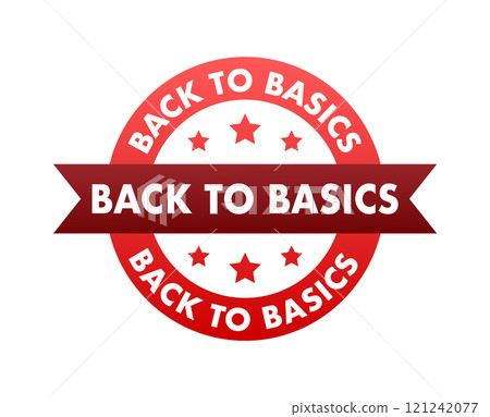 Back to basics red circular stamp with ribbon and stars Back to basics red circular stamp with ribbon and stars 121242077