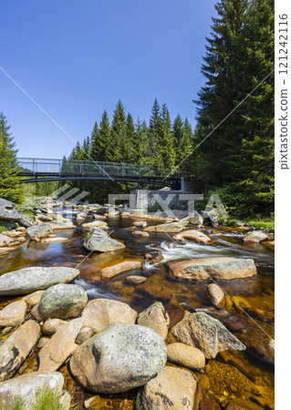 Spring landscape near Karlovsky most, Czech and Poland border, Jizerky mountains, Czech Republic 121242116