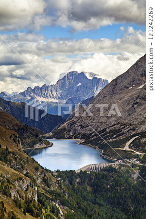 Fedaia lake in Dolomites 121242269