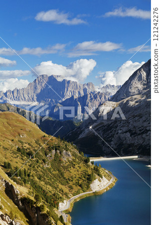 Fedaia lake in Dolomites 121242276