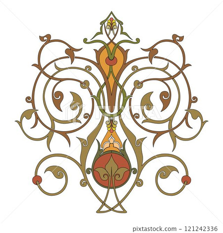 Vintage floral calligraphic floral vignette scroll corners ornamental design elements black  and color set isolated vector illustration 121242336
