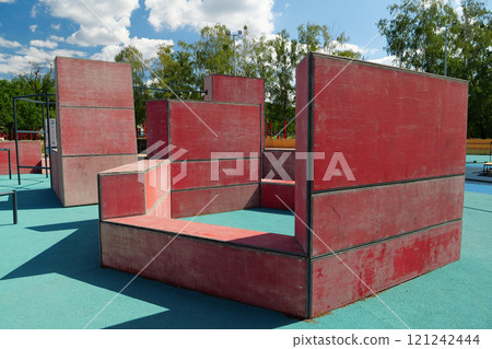 Sports ground with equipment for parkour and freerunning 121242444