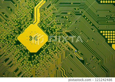 Computer motherboard. Details of a mainboard back 121242486