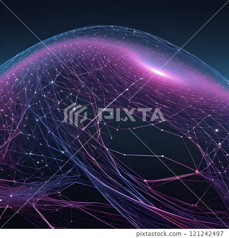 Global Network Visualization in Blue and Purple Hues 121242497