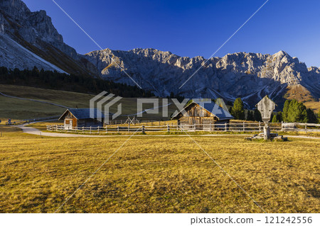 Typical landscape near San Martin de Tor, Dolomiti, South Tyrol, Italy Typical landscape near San Martin de Tor, Dolomiti, South Tyrol, Italy 121242556