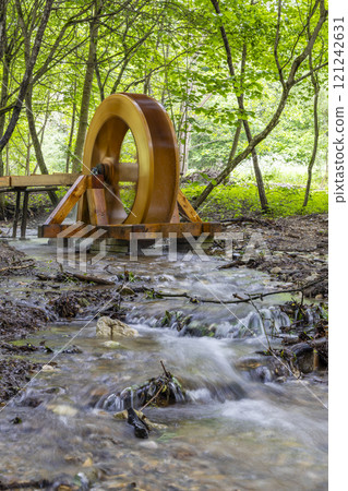 National park Muranska Planina, stream with a water mill wheel, Slovakia 121242631