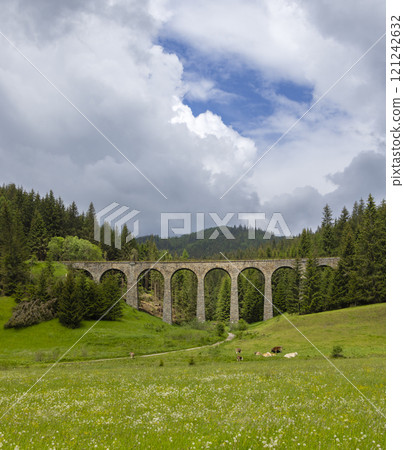 Railway bridge Chramossky viadukt near Telgart, Horehronie, Slovakia 121242632
