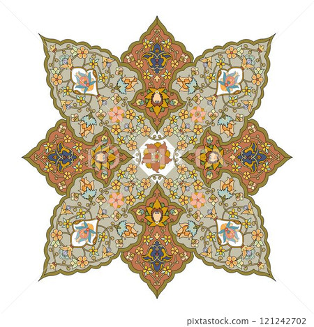 Vintage floral calligraphic floral vignette scroll corners ornamental design elements black  and color set isolated vector illustration 121242702