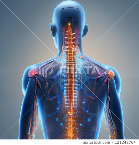 3D Render of Human Nervous System and Spinal Cord 121242764