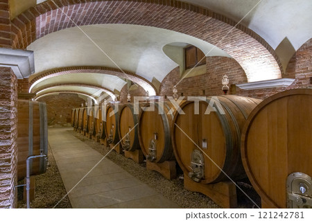 Wine cellar in Piedmont, Italy 121242781