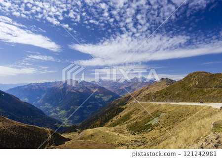 Typical landscape near San Martin de Tor, Dolomiti, South Tyrol, Italy 121242981