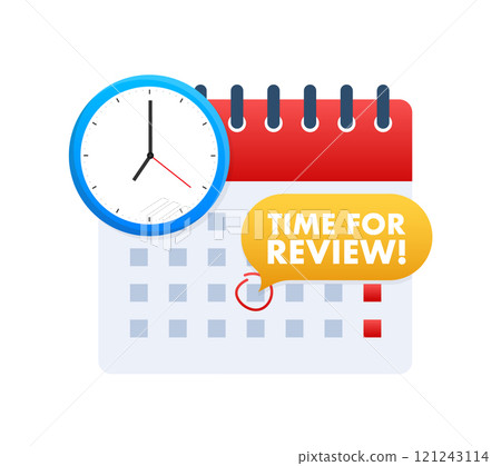 Clock ticking on calendar page showing time for review 121243114