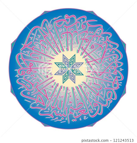 Arabic Calligraphy of  Say, He is Allah, who is One, Allah, the Eternal Refuge. He neither begets nor is born, Nor is there to Him any equivalent , in Thuluth Script 121243513
