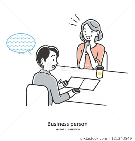 向男性顧問諮詢的老年婦女 121243549