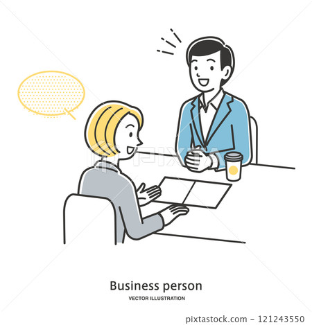 A young man consulting with a female advisor 121243550
