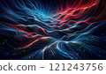 Abstract dark blue and red gradient futuristic background with stripes and lines 121243756