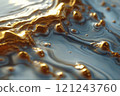 Abstract Gold Liquid Waves with Bubbles 121243760