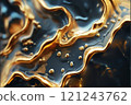 Abstract Gold Liquid Waves with Bubbles 121243762
