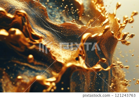 Abstract Gold Liquid Waves with Bubbles Abstract Gold Liquid Waves with Bubbles 121243763
