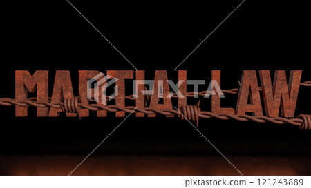 The  Martial law on Black Background concept 3d rendering. 121243889