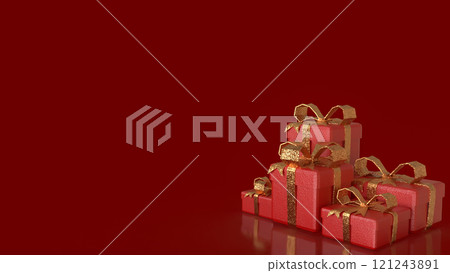 The Red gift box for celebration or holiday concept  3d rendering. 121243891