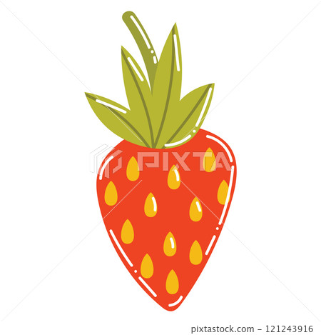 Cute cartoon strawberry in flat style. Summer berry isolated on white background. 121243916
