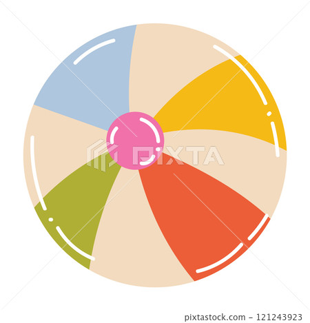 Cute cartoon inflatable beach ball in flat style. Summer beach games ball isolated on white background. 121243923