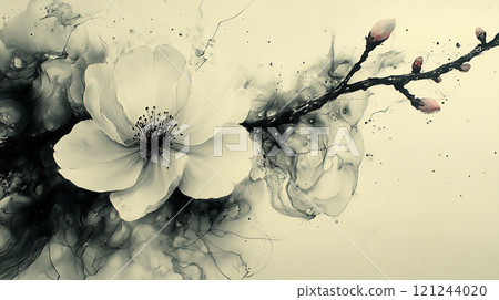 墨流與櫻花的單色藝術 墨流與櫻花的單色藝術 121244020