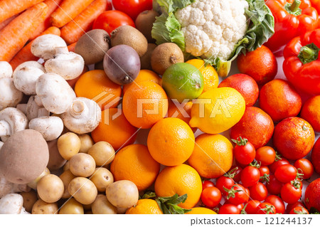 A lot of different fruits and vegetables, detox concept 121244137