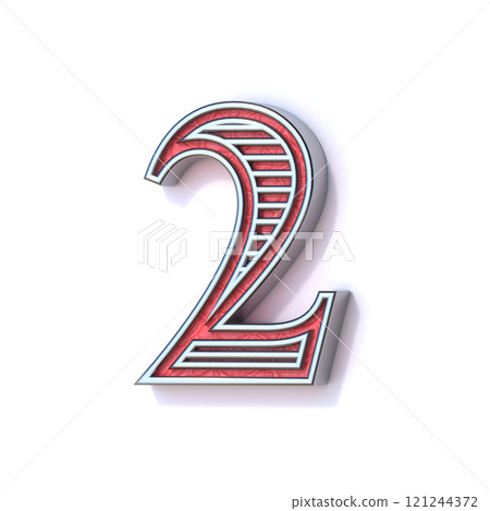 Red silver festive font Number 2 TWO 3D Red silver festive font Number 2 TWO 3D 121244372