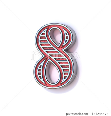 Red silver festive font Number 8 EIGHT 3D Red silver festive font Number 8 EIGHT 3D 121244378