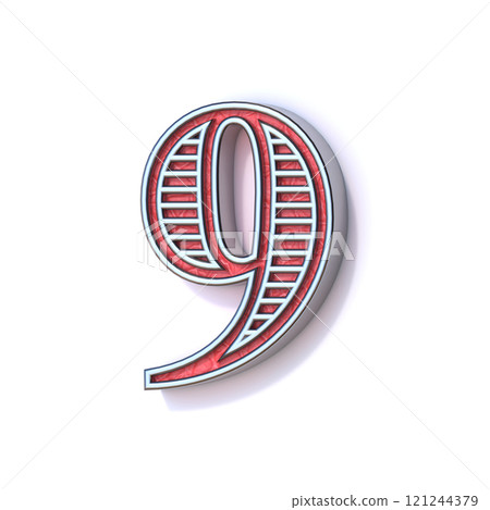 Red silver festive font Number 9 NINE 3D 121244379