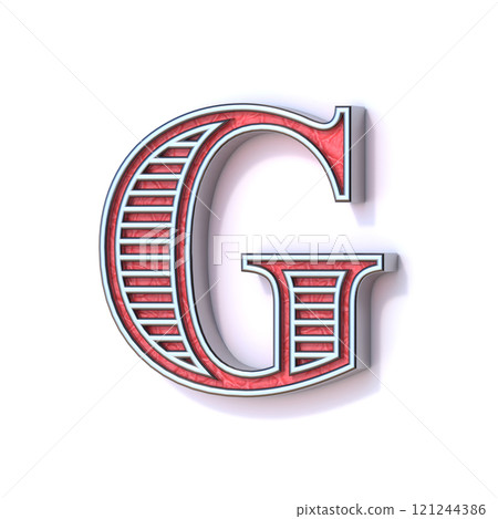 Red silver festive font Letter G 3D Red silver festive font Letter G 3D 121244386