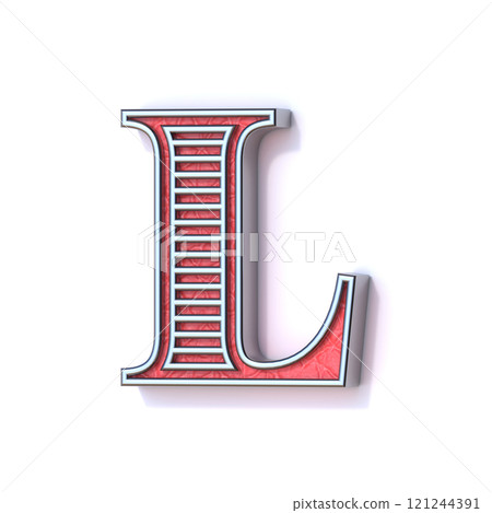 Red silver festive font Letter L 3D Red silver festive font Letter L 3D 121244391