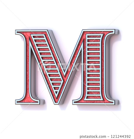 Red silver festive font Letter M 3D Red silver festive font Letter M 3D 121244392
