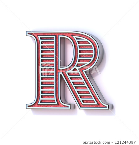 Red silver festive font Letter R 3D Red silver festive font Letter R 3D 121244397
