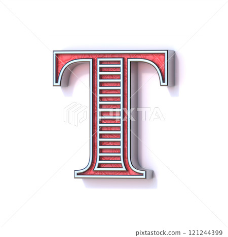 Red silver festive font Letter T 3D 121244399