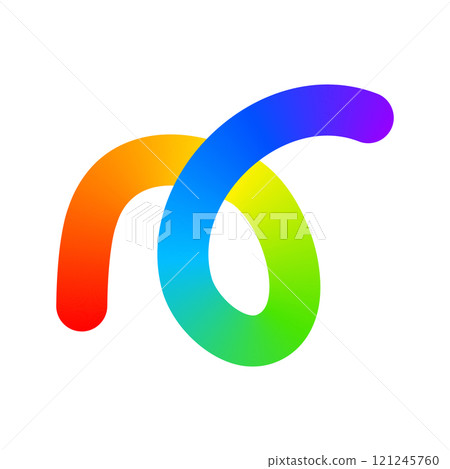 Rainbow colored curvy line isolated on white background. Cool colorful squiggle with loop in spline style. Organic doodle figure with gradient effect. Vector illustration Rainbow colored curvy line isolated on white background. Cool colorful squiggle with loop in spline style. Organic doodle figure with gradient effect. Vector illustration 121245760