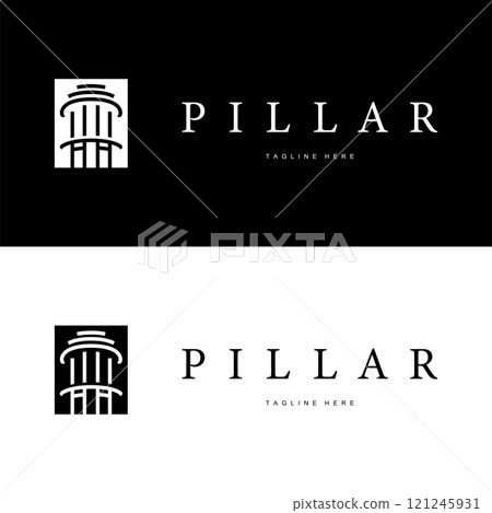 column pillar logo design simple design retro vintage silhouette for product brand 121245931