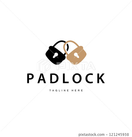 black silhouette padlock logo security illustration with simple shape design template 121245938