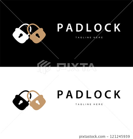 black silhouette padlock logo security illustration with simple shape design template 121245939