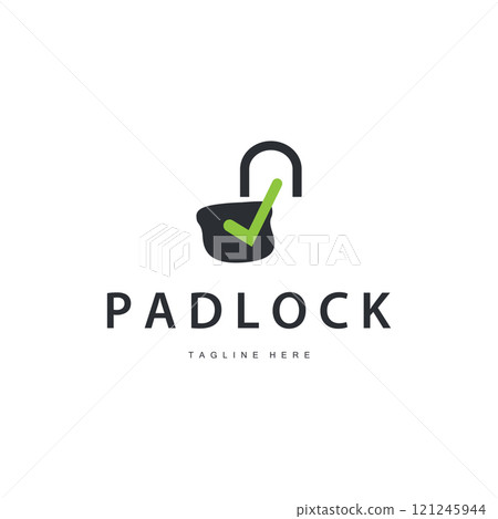 black silhouette padlock logo security illustration with simple shape design template black silhouette padlock logo security illustration with simple shape design template 121245944