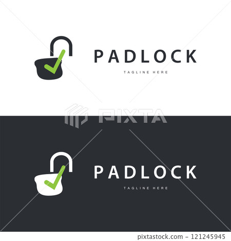 black silhouette padlock logo security illustration with simple shape design template 121245945