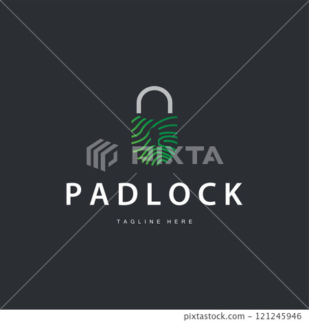 black silhouette padlock logo security illustration with simple shape design template 121245946