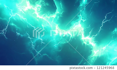 藍色閃電和電能背景 藍色閃電和電能背景 121245968