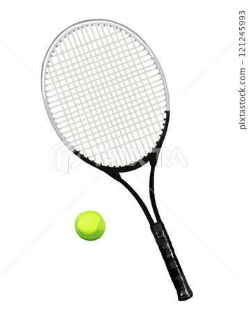 網球拍（白）和網球 121245993