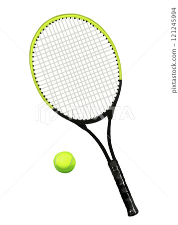 網球拍（黃色）和網球 121245994