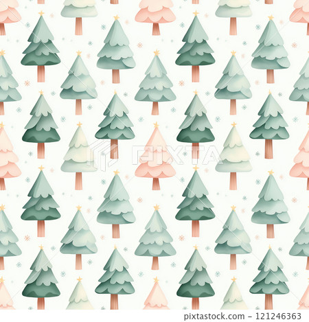 A seamless pattern featuring stylized trees in various shades of green and pink against a light background,seamless pattern background A seamless pattern featuring stylized trees in various shades of green and pink against a light background,seamless pattern background 121246363